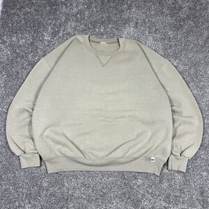 Vintage 90s Russell Athletic Faded Beige Brown Crew Neck Sweatshirt Made In USA‎